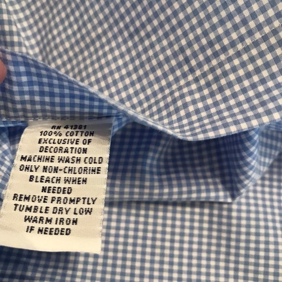 RALPH LAUREN Mens‎ XL Pink Logo Horse Blue/White Check Button Up Shirt Workwear - Picture 9 of 9